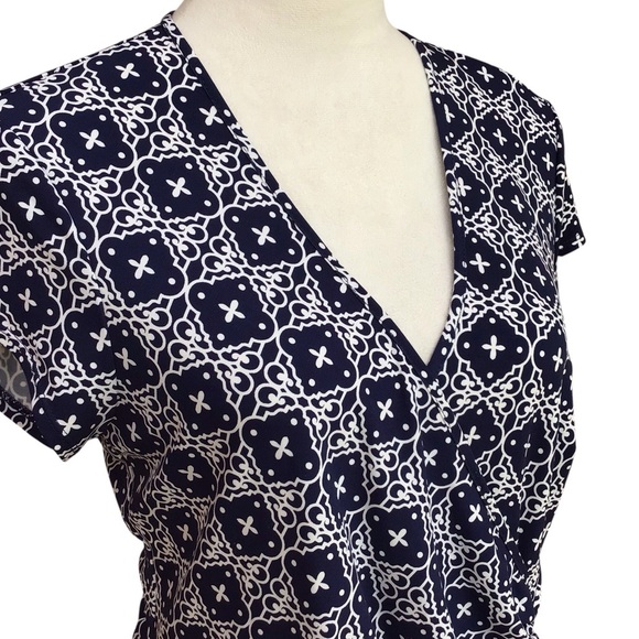 Laundry By Design Blue Geometric Knit Wrap Maxi Dress Size Medium - Picture 7 of 9